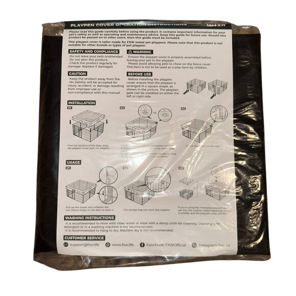 New Open FXW Dog Playpen Mesh Cover Top Black Fits 8 Panel 32" Height Visibility - Picture 11 of 12